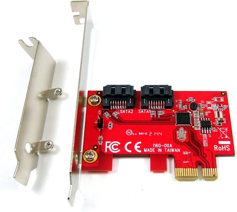 Ableconn PEX-SA160 PCIe x1 SATA III 6Gbps AHCI 2-Port Low Profile Adapter Card (ASMedia ASM1061 Controller) - PCIe to SATA Converter - SATA Non-Raid PCIe Card - Image 1